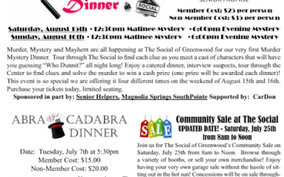 Greenwood, Indiana Community (Garage) Sale, Murder Mystery Dinner Theater, and Boxing Classes for Parkinson’s Disease